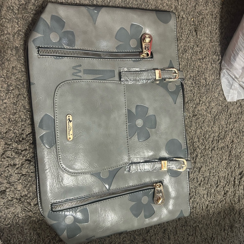 Montana West Gray Floral Tote Bag